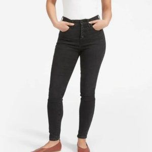 Everlane Button Fly High Rise Skinny Jeans - Black Wash (EUC)